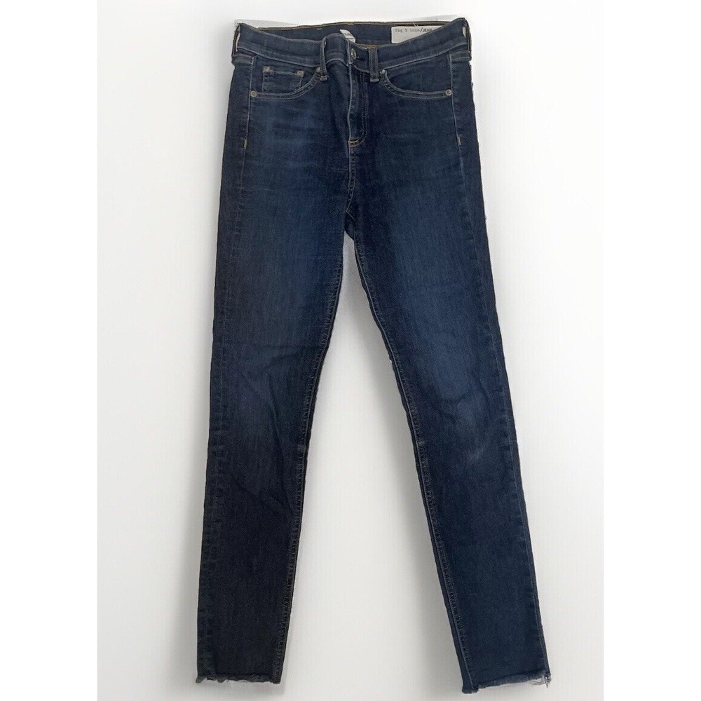 Rag & Bone Womens Ankle Skinny Jeans Size 26 Raw Hem Medium Wash